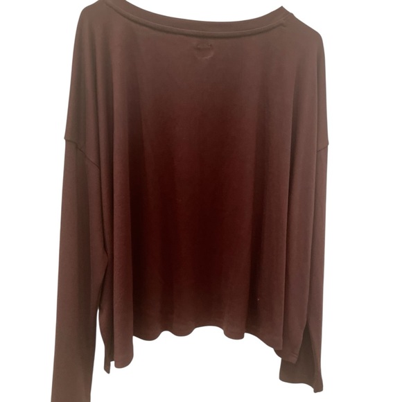 Free People Long Sleeves Oversized High Low Top in Brown.Size L - Picture 6 of 11